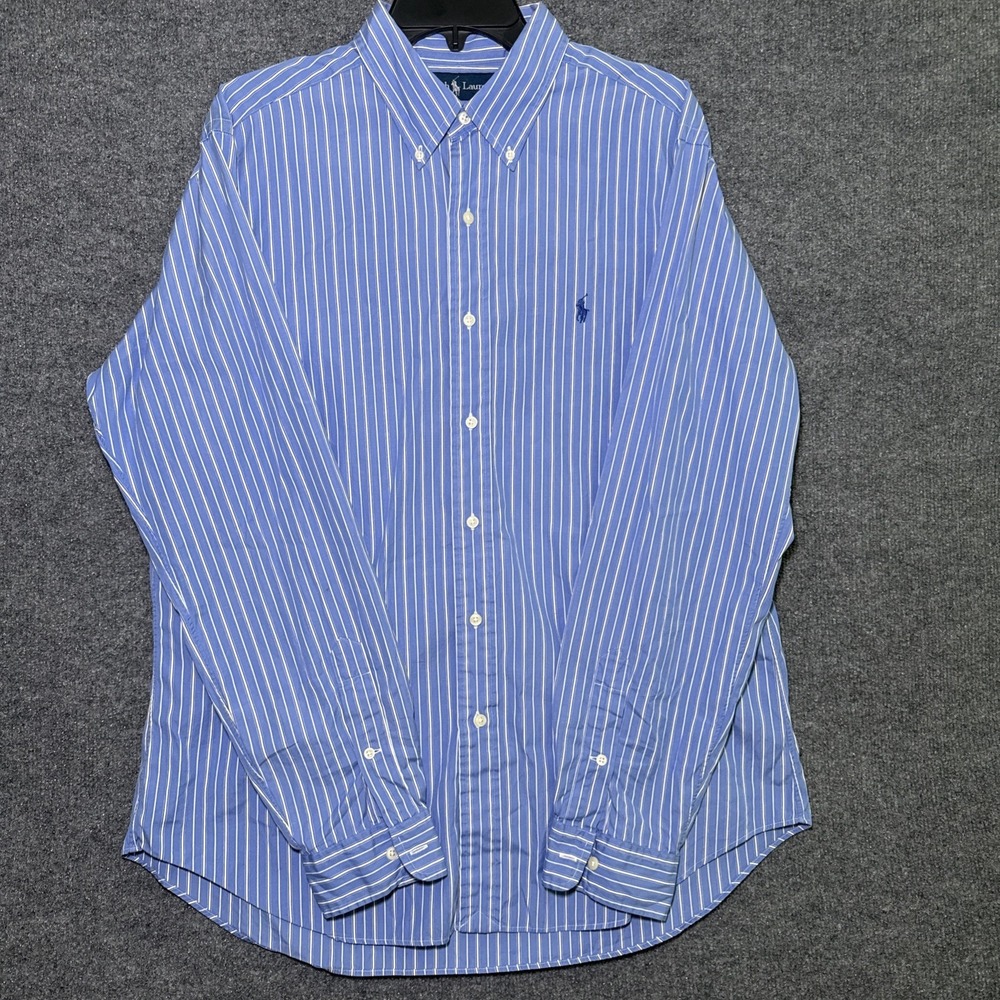 Polo Ralph Lauren Blake Men's Button Up Long Sleeve Shirt L Striped Blue